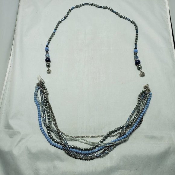 Ali Khan 7 Strand Iridescent Multicolor Glass Necklace (2 in 1) with gift box - Picture 3 of 11